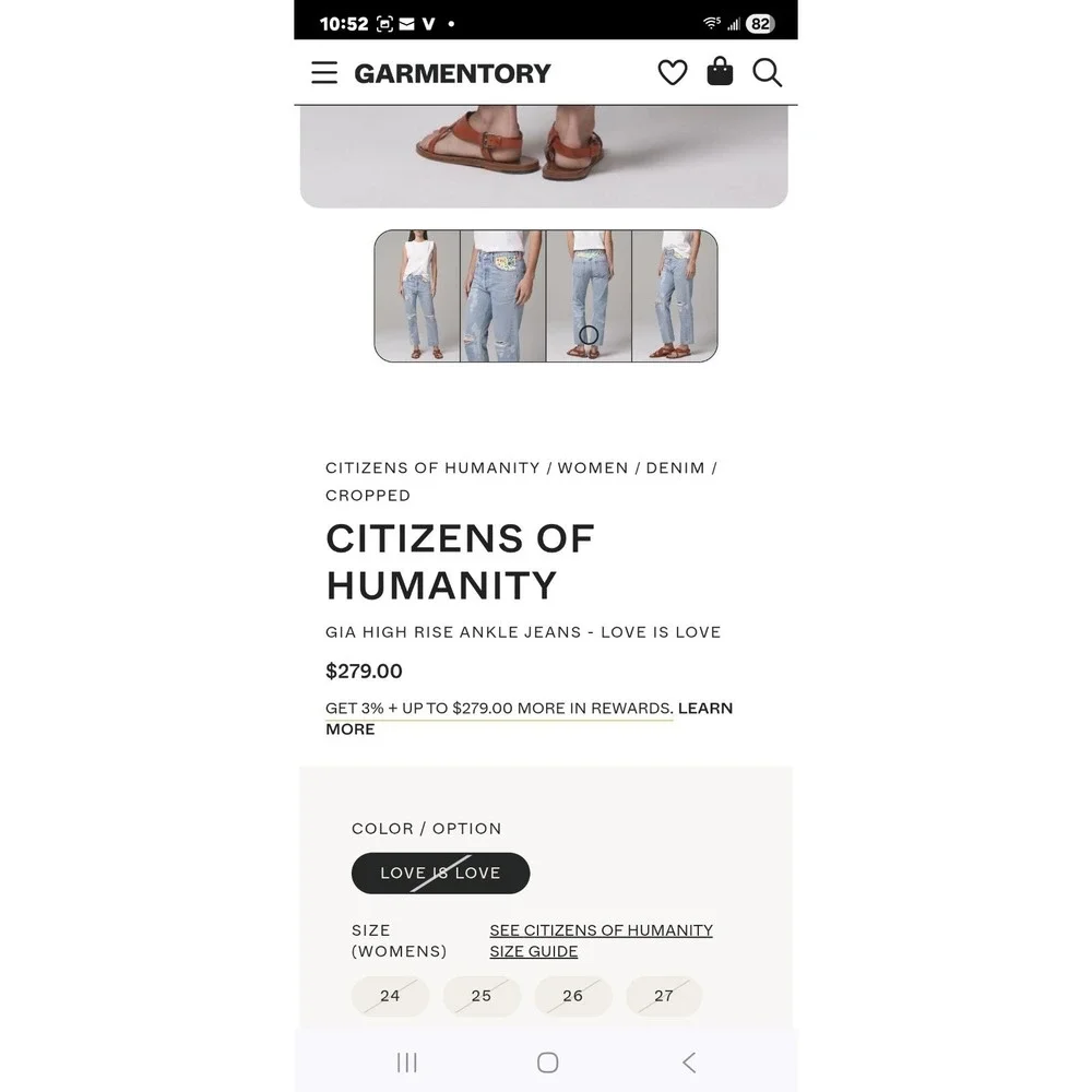 Citizens Of Humanity Jeans 27 Premium Vintage Button Fly Gia Rainbow Embroidered